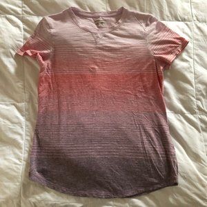 Striped Crew Neck Short Sleeve Tee, Size Large